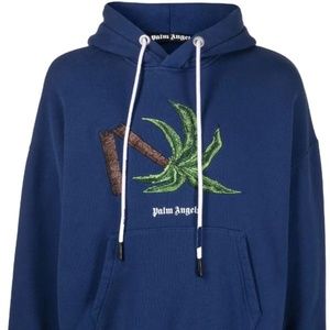 PALM ANGELS - broken palm hoodie blue/navy XL